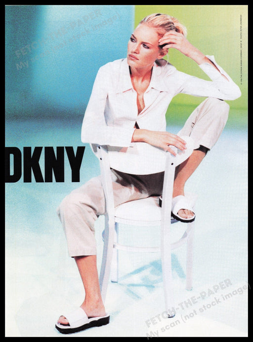 DKNY Shoes 1990s Print Advertisement Ad 1996 Chair Legs Casual Fetch the Paper!