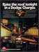 Dodge Charger 1970s Magazine Print Advertisement 1977 "Raise the roof tonight" Dodge Charger