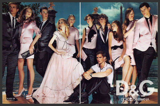 Dolce & Gabbana 2000s Print Advertisement Ad (2 Pg) 2008 Legs Evening Deck Fetch-the-Paper