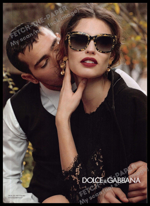 Dolce & Gabbana 2010s Magazine Print Advertisement 2013 Sunglasses Couple Italy Dolce & Gabbana