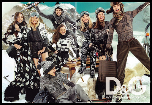 Dolce & Gabbana 2010s Print Advertisement (2 pages) 2010 Friends Snow Winter Fetch-the-Paper