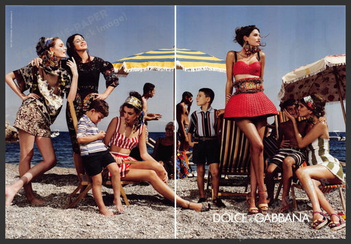 Dolce & Gabbana Beach Wear 2010s Print Advertisement (2 page) 2013 Legs Umbrella Fetch-the-Paper