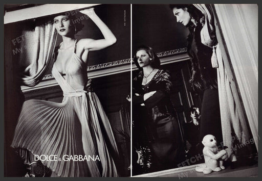 Dolce & Gabbana Dress 2000s Print Advertisement (2 Page) Ad 2000 Evening B&W Fetch-the-Paper