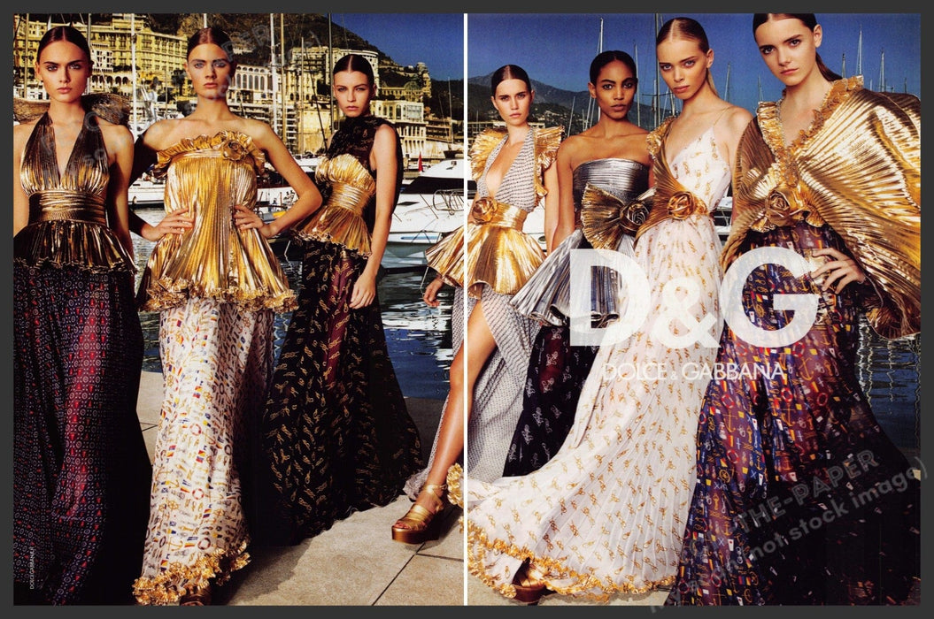 Dolce & Gabbana Dresses 2000s Print Advertisement (2 Page) 2009 Boat Marina Fetch-the-Paper