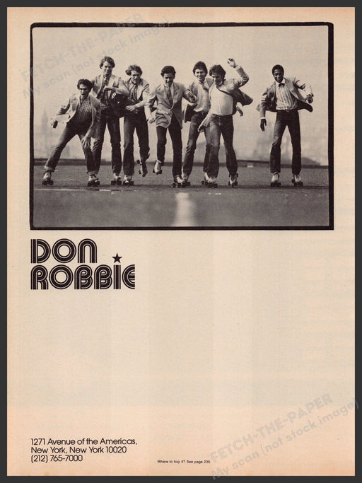 Don Robbie NYC 1970s Print Advertisement 1979 Men Roller Skating Fetch-the-Paper