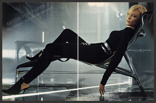 Donna Karan Cate Blanchett 2000s Print Advertisement (2 Pg) 2003 Legs Chair Fetch-the-Paper