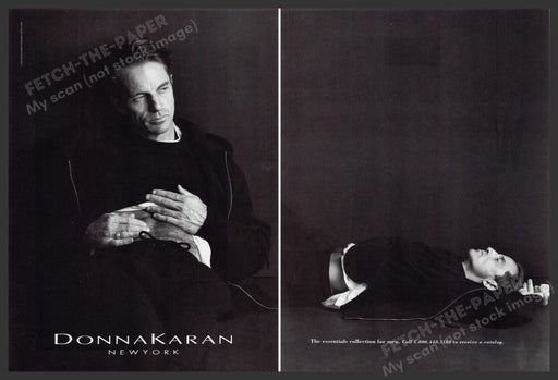 Donna Karan Menswear 1990s Print Advertisement (2 page) 1993 Peter Fortier Fetch-the-Paper