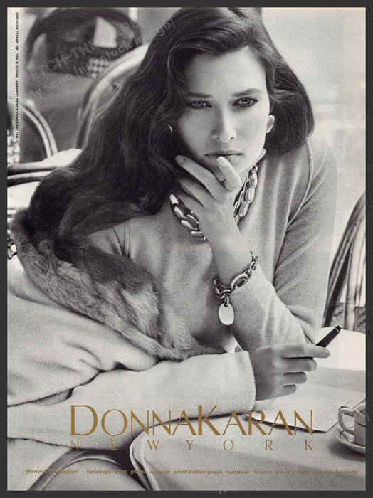 Donna Karan New York Rosemary McGratha 1980s Print Advertisement Ad 1987 Fetch-the-Paper