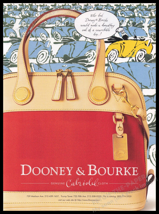 Dooney & Bourke 1990s Print Advertisement Ad 1997 Cabriolet Convertible Cloth Fetch the Paper!
