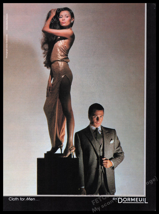 Dormeuil 1980s Print Advertisement Ad 1982 Cloth for Men Sexy Legs Model Fetch the Paper!