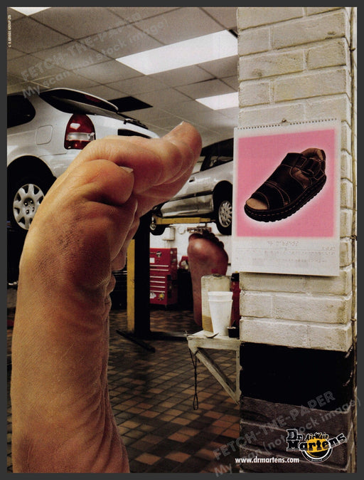 Dr. Martens Airwair 2000s Print Advertisement 2001 Auto Shop Shoe Calendar Fetch-the-Paper