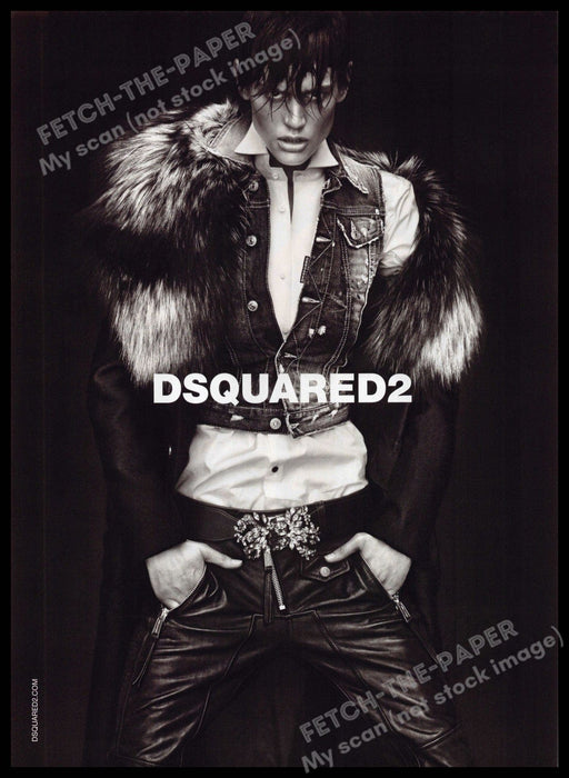 DSquared2 2010s Magazine Print Ad 2011 Sexy Male Model Fashion Fur Hunk DSquared2