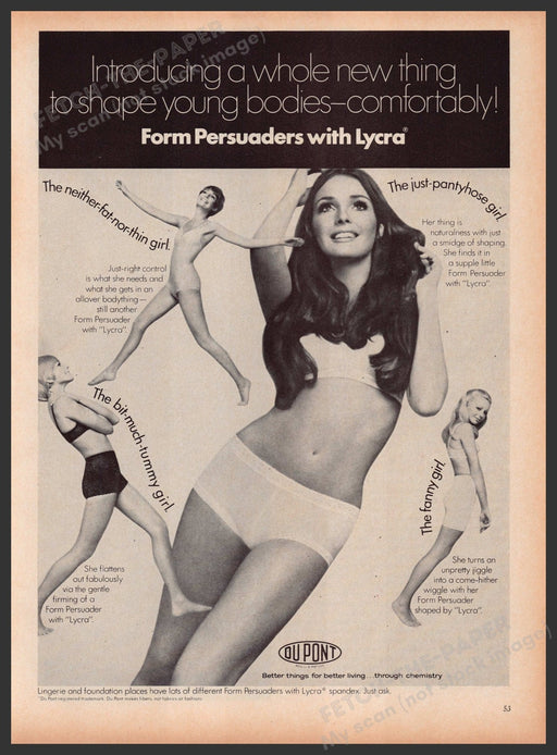 DuPont Form Persuaders with Lycra 1960s Print Advertisement Ad 1969 Legs Fetch the Paper!