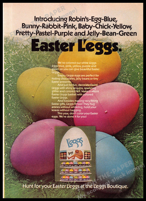Easter L'eggs 1970s Magazine Print Ad 1975 Legs Colorful Pantyhose Hosiery L'eggs