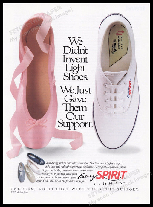 Easy Spirit Shoes 1990s Print Advertisement Ad 1993 Ballerina Toe Shoes Fetch the Paper!