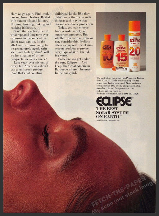 Eclipse 1980s Print Advertisement 1987 Sun Tan "The best solar system on earth" Eclipse