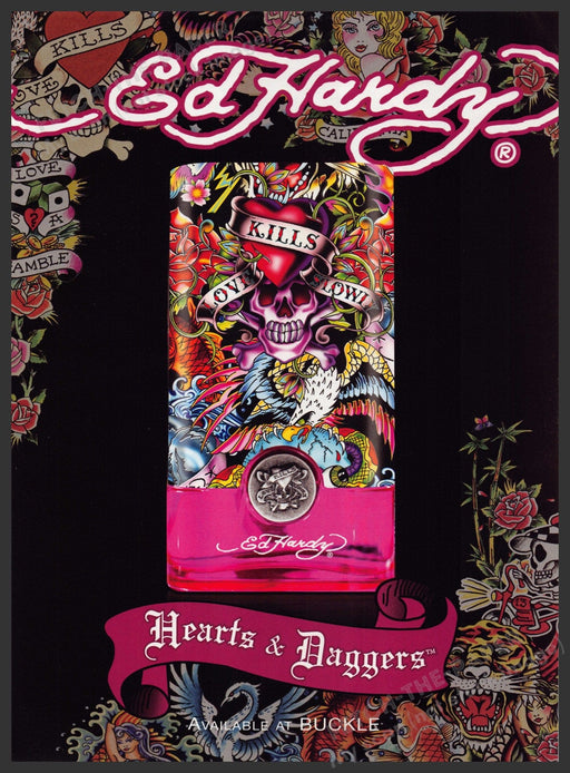 Ed Hardy Perfume 2010s Print Advertisement Ad 2010 Hearts & Daggers Fetch-the-Paper