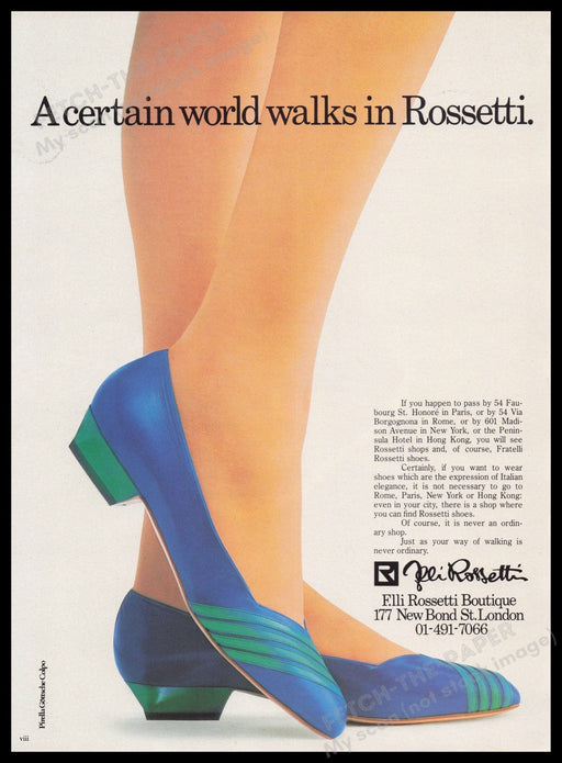 Elli Rossetti Shoes 1980s Print Advertisement Ad 1982 Legs Fetch the Paper!