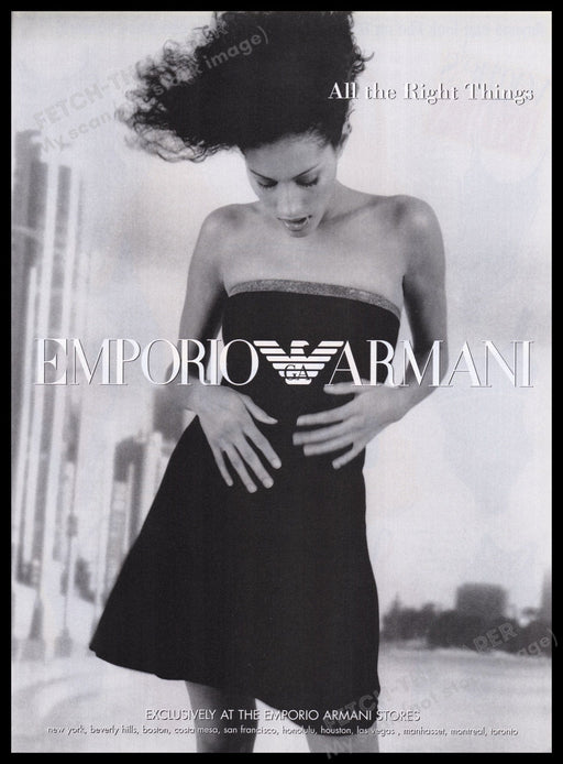 Emporio Armani Clothing 1990s Print Advertisement Ad 1998 Shoulders Model Fetch the Paper!