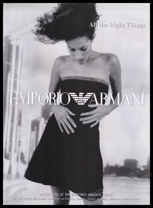 Emporio Armani Clothing 1990s Print Advertisement Ad 1998 Shoulders Model Fetch the Paper!