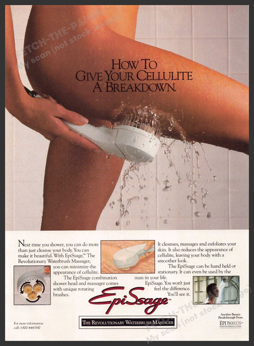 EpiSsage 1980s Magazine Print Advertisement 1989 Legs Cellulite Shower EpiSsage