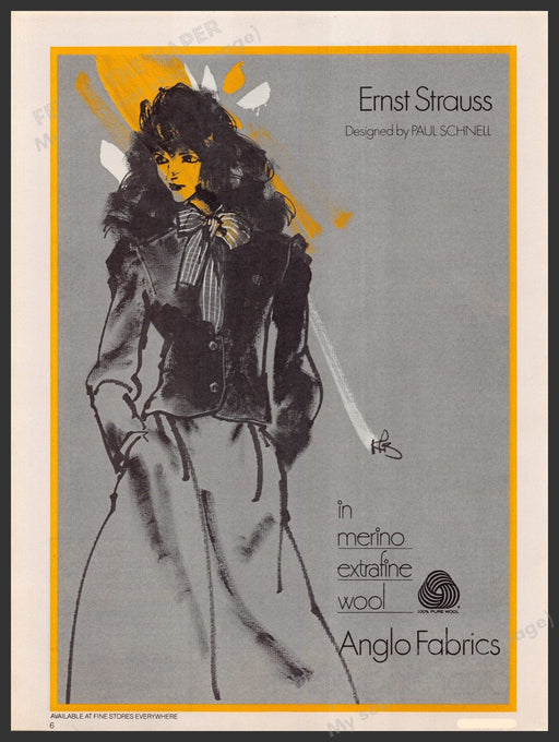 Ernst Strauss Designer Paul Schnell Clothing 1980s Print Advertisement Ad 1981 Fetch-the-Paper