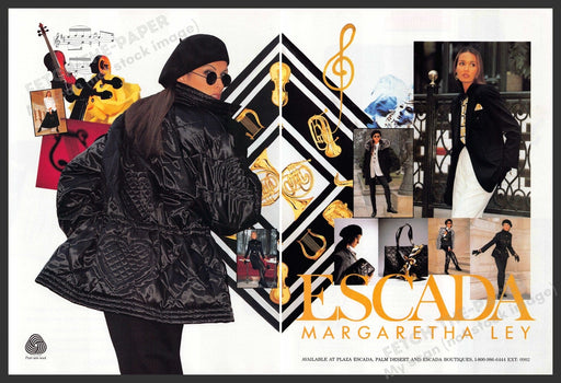 Escada Margaretha Ley 1990s Print Advertisement (2 page) 1993 Fashion Fetch-the-Paper
