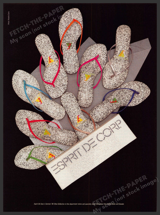 Esprit Shoes Flip Flops 1980s Print Advertisement Ad 1986 Fetch-the-Paper