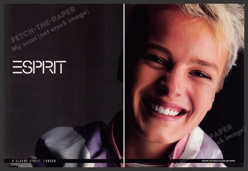 Esprit Sportswear Clothing 1980s Print Advertisement (2 pages) 1988 London Fetch-the-Paper
