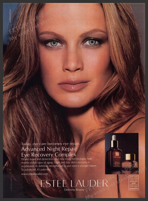 Estee Lauder 2000s Print Advertisement 2002 Carolyn Murphy Skin Repair Fetch-the-Paper