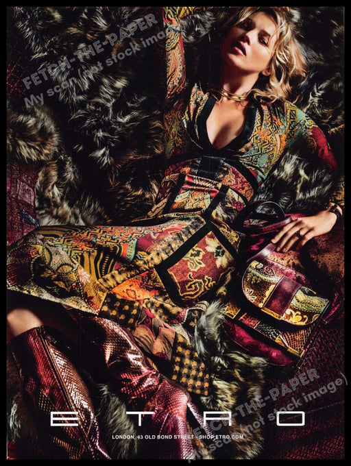 Etro 2010s Magazine Print Ad 2015 Patchwork London Kate Moss Etro