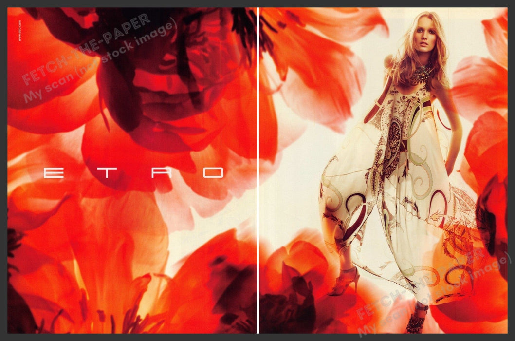 Etro Clothing 2000s Print Advertisement (2 Pg) 2009 Red Fashion Legs Fetch-the-Paper