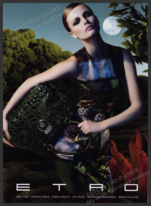 Etro Handbag 2000s Print Advertisement Ad 2008 High Fashion Moon Artistic Fetch the Paper!