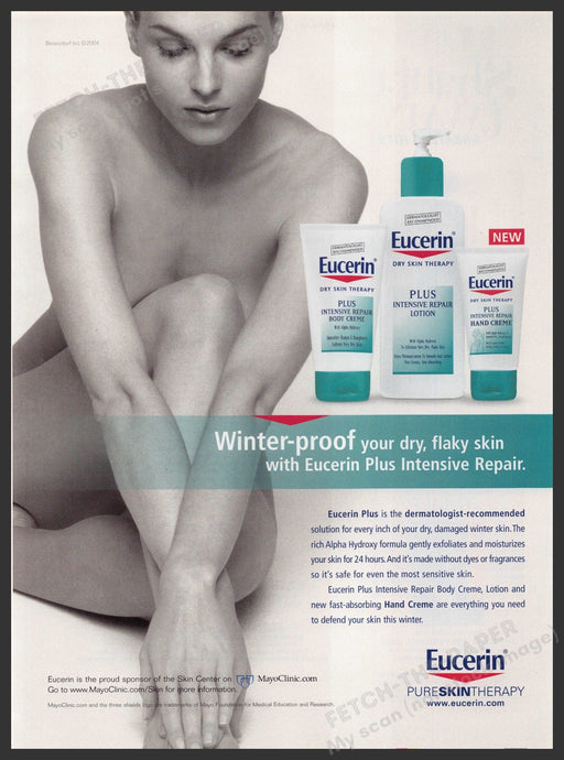 Eucerin 2000s Print Advertisement 2004 Bare Body Winter-proof Your Skin Fetch-the-Paper