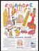 Europe Travel Illustration 1990s Print Advertisement Ad 1993 Fetch the Paper!