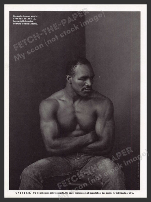 Evander Holyfield & Andres Serrano for Gap 1990s Magazine Photo Front Back 1992 Fetch the Paper!