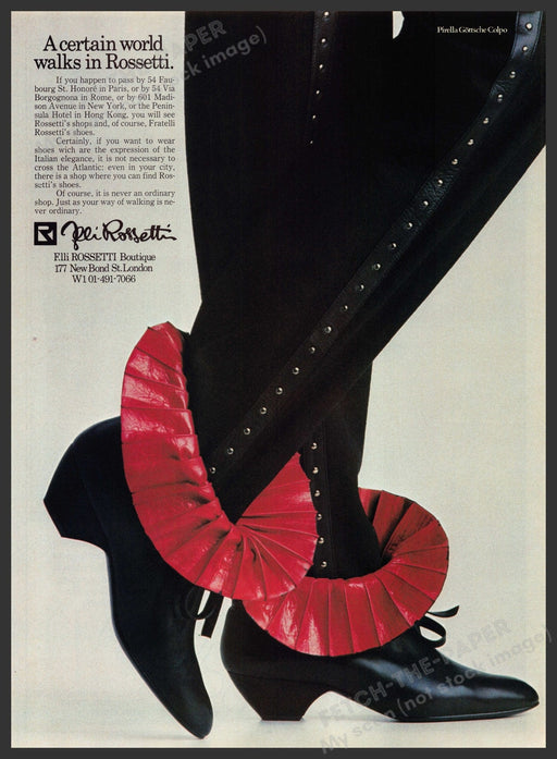 F.illi Rossetti Shoes 1980s Print Advertisement Ad 1982 "A certain world walks" Fetch the Paper!