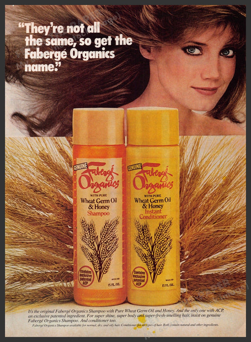Faberge Organics Hair 1980s Print Advertisement 1982 Wheat Honey Fetch-the-Paper