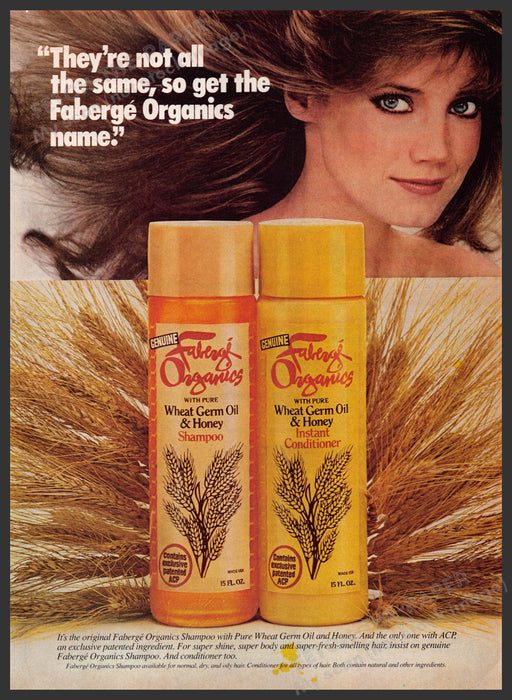 Faberge Organics Hair 1980s Print Advertisement 1982 Wheat Honey Fetch-the-Paper