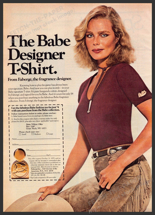 Faberge "The Babe" T-shirt 1970s Print Advertisement 1979 Faberge