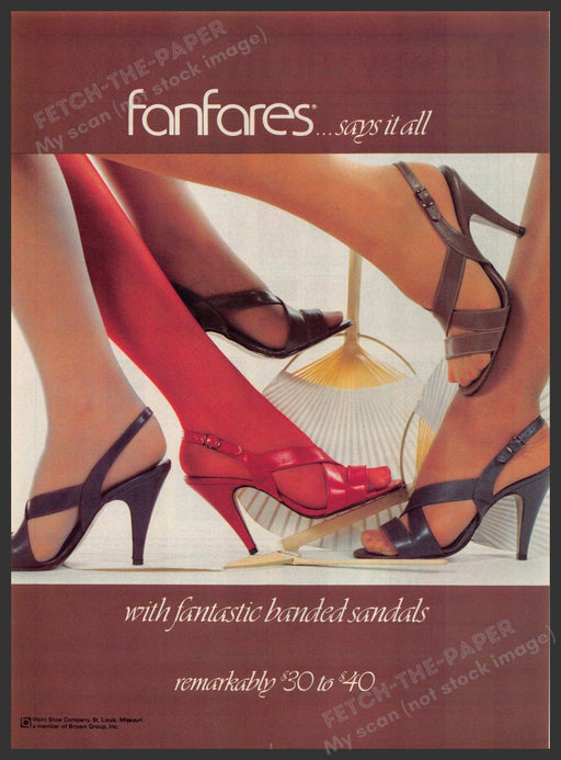 Fanfares Shoes 1980s Print Advertisement 1984 Hosiery Legs Feet Girls Fetch-the-Paper