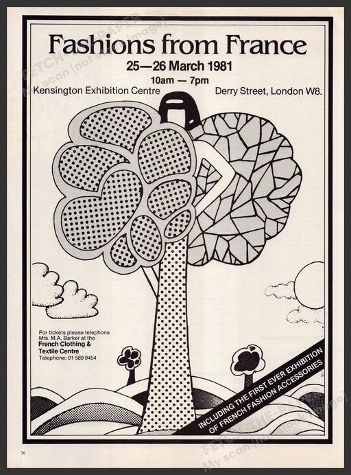 Fashions from France Exhibition in London 1980s Print Advertisement Ad 1981 Fetch-the-Paper