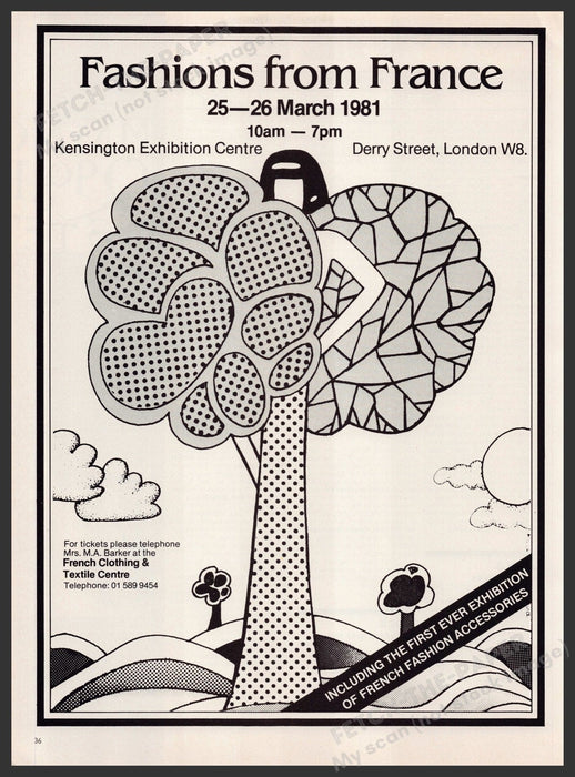Fashions from France Exhibition in London 1980s Print Advertisement Ad 1981 Fetch-the-Paper