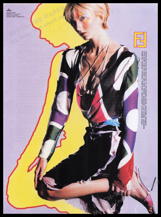 Fendi Clothing 2000s Print Advertisement Ad 2000 Colorful Fashion Fetch the Paper!