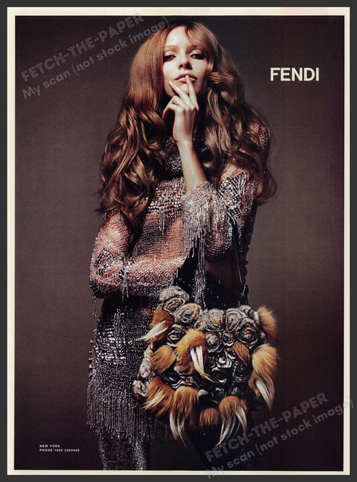 Fendi Clothing & Handbags Fur 2000s Print Advertisement Ad 2002 Fetch the Paper!