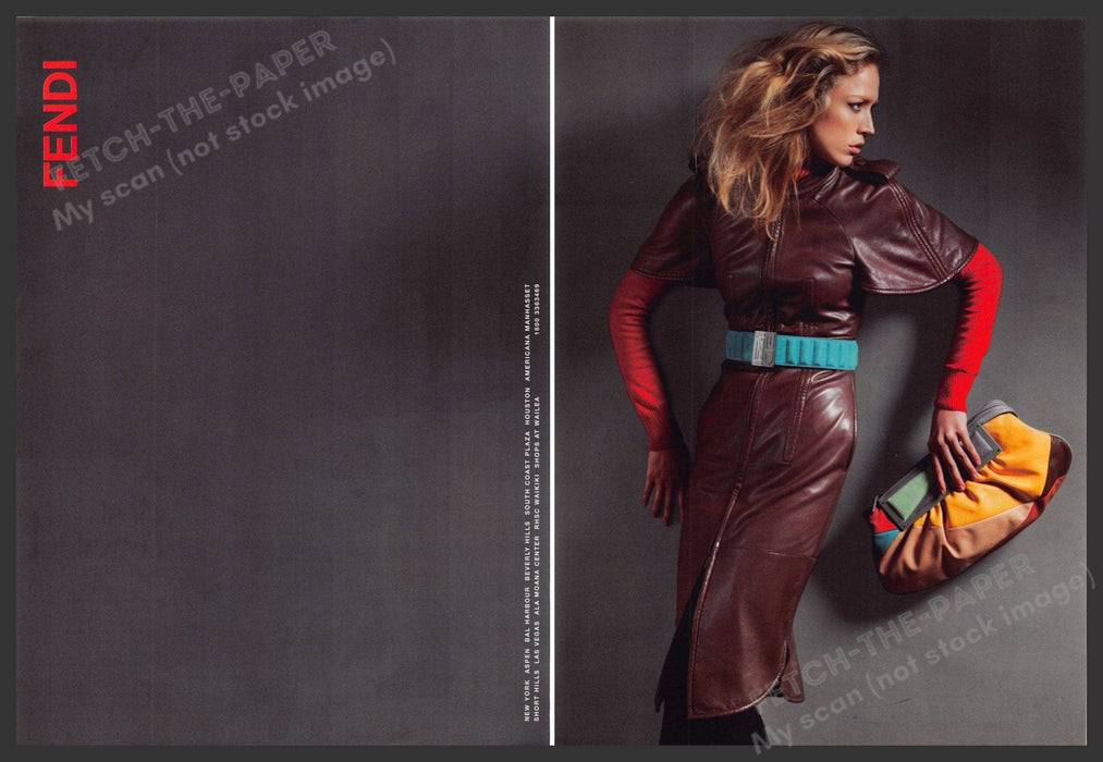 Fendi Fashion 2000s Print Advertisement (2 page) 2007 Leather Outfit Handbag Fetch-the-Paper