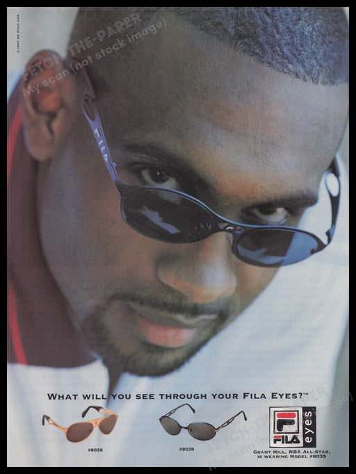Fila Sunglasses Grand Hill 1990s Print Advertisement Ad 1997 Basketball Fetch the Paper!