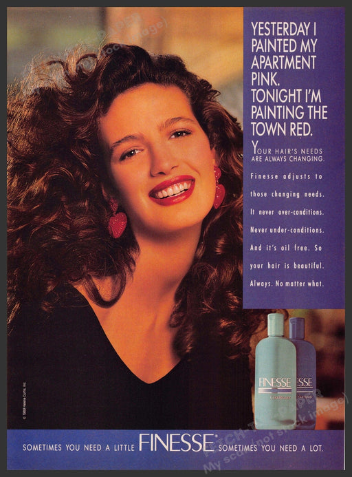 Finesse 1980s Print Advertisement 1989 Hair "Paint the town red" Finesse