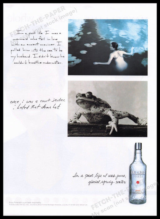 Finlandia Vodka 1990s Print Advertisement Ad 1998 "In the past I was..." Fetch the Paper!