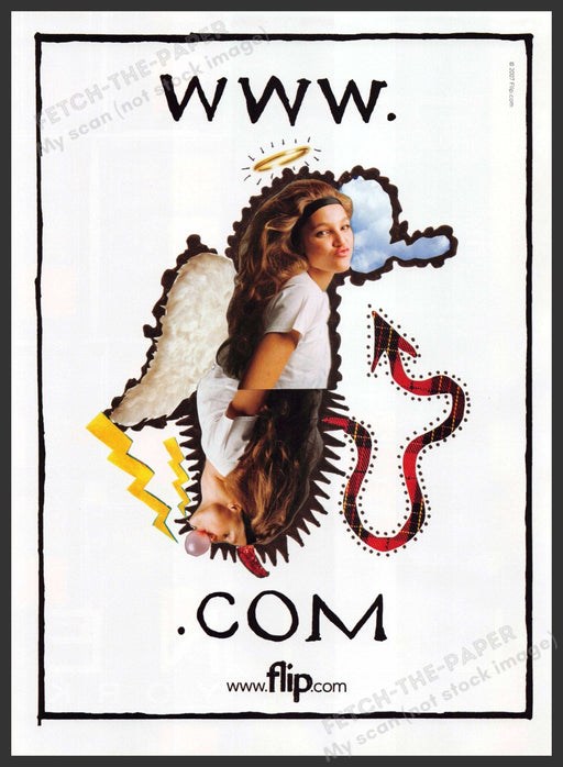 Flip Fashion 2000s Print Advertisement 2007 Girl Angel Blowing a Bubble Flip Fashion